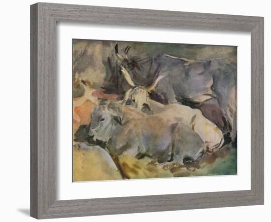 'Oxen at Siena', c1910-John Singer Sargent-Framed Giclee Print