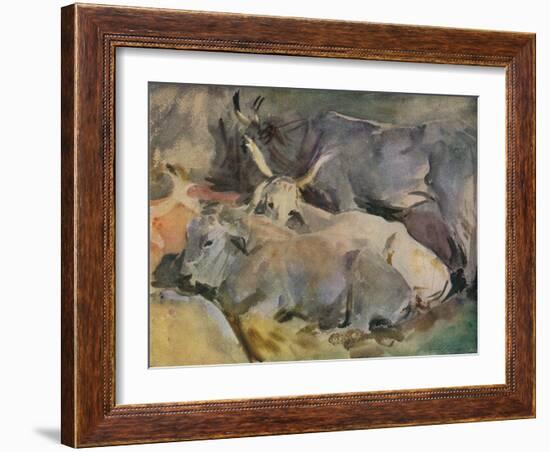 'Oxen at Siena', c1910-John Singer Sargent-Framed Giclee Print