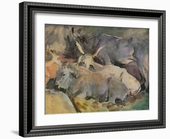 'Oxen at Siena', c1910-John Singer Sargent-Framed Giclee Print