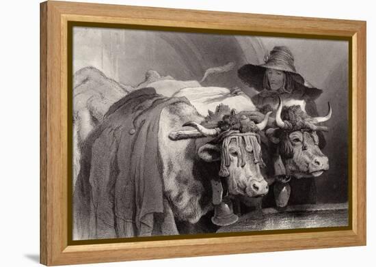 Oxen at the Tank, Geneva, Switzerland-Edwin Henry Landseer-Framed Premier Image Canvas