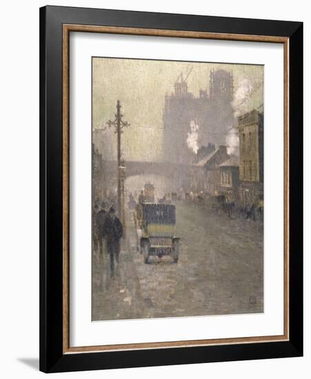 Oxford Road, Manchester, 1910 (Oil on Canvas)-Adolphe Valette-Framed Giclee Print