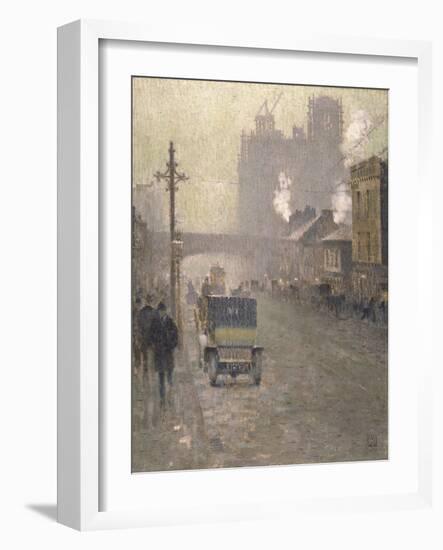 Oxford Road, Manchester, 1910 (Oil on Canvas)-Adolphe Valette-Framed Giclee Print