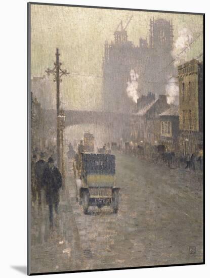 Oxford Road, Manchester, 1910 (Oil on Canvas)-Adolphe Valette-Mounted Giclee Print