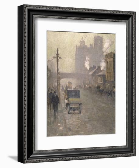 Oxford Road, Manchester, 1910 (Oil on Canvas)-Adolphe Valette-Framed Giclee Print