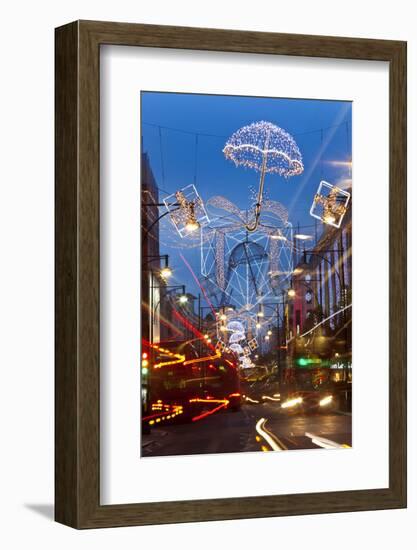 Oxford Street and Christmas Lights, London, UK-Peter Adams-Framed Photographic Print