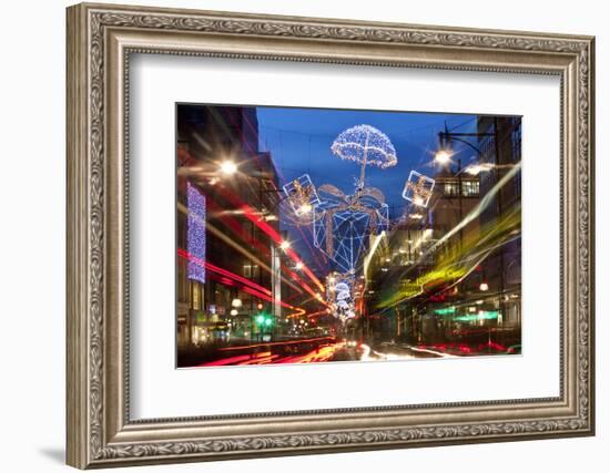 Oxford Street and Christmas Lights, London, UK-Peter Adams-Framed Photographic Print