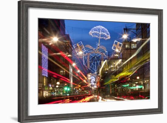 Oxford Street and Christmas Lights, London, UK-Peter Adams-Framed Photographic Print