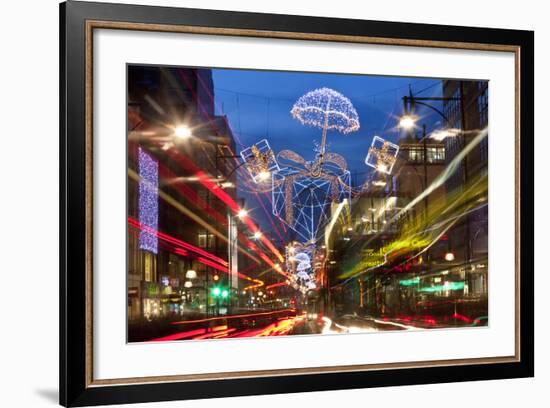 Oxford Street and Christmas Lights, London, UK-Peter Adams-Framed Photographic Print