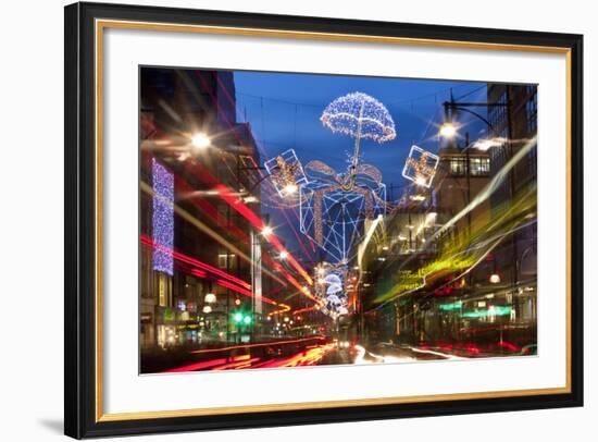 Oxford Street and Christmas Lights, London, UK-Peter Adams-Framed Photographic Print