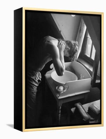 Oxford University Student Washing at a Basin-William Vandivert-Framed Premier Image Canvas