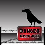 Danger Plate and Crow-oxlock-Framed Stretched Canvas