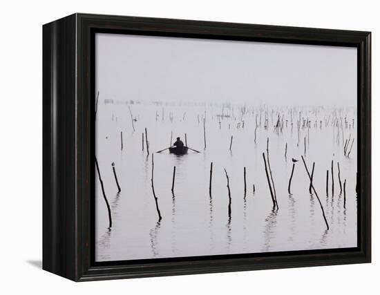 Oyster Beds, Arcachon, Gironde, Aquitaine, France-Adam Woolfitt-Framed Premier Image Canvas