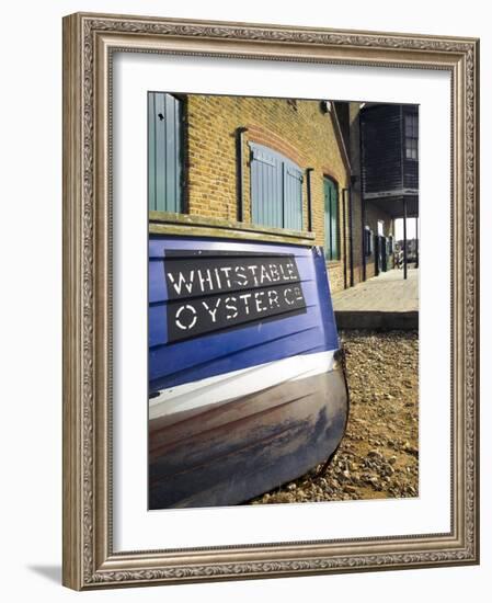 Oyster Boat Outside the Oyster Stores on the Seafront, Whitstable, Kent, England-David Hughes-Framed Photographic Print