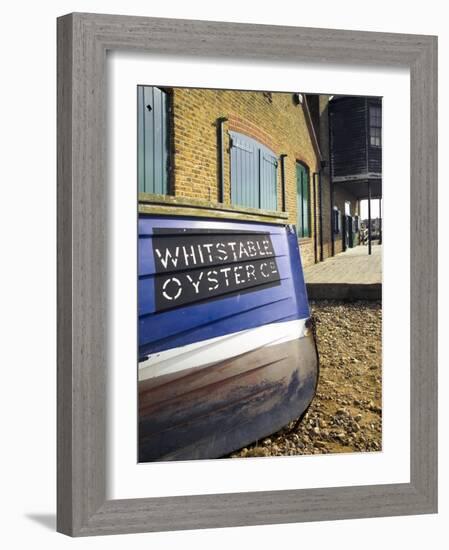 Oyster Boat Outside the Oyster Stores on the Seafront, Whitstable, Kent, England-David Hughes-Framed Photographic Print