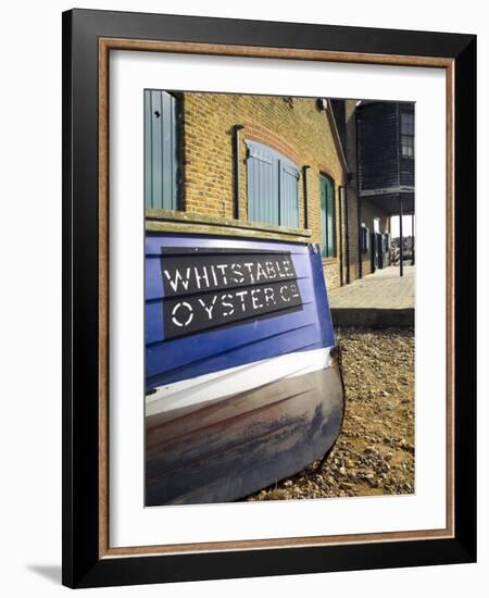 Oyster Boat Outside the Oyster Stores on the Seafront, Whitstable, Kent, England-David Hughes-Framed Photographic Print