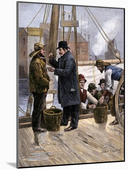 Oyster Buyer Tasting a Sample on the Dock in Baltimore, Maryland, 1880s-null-Mounted Giclee Print