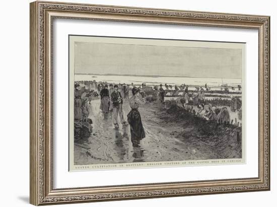 Oyster Cultivation in Brittany, English Visitors at the Oyster Beds at Cancale-null-Framed Giclee Print