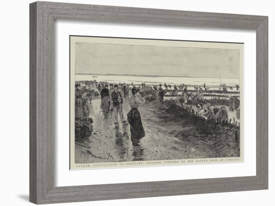 Oyster Cultivation in Brittany, English Visitors at the Oyster Beds at Cancale-null-Framed Giclee Print