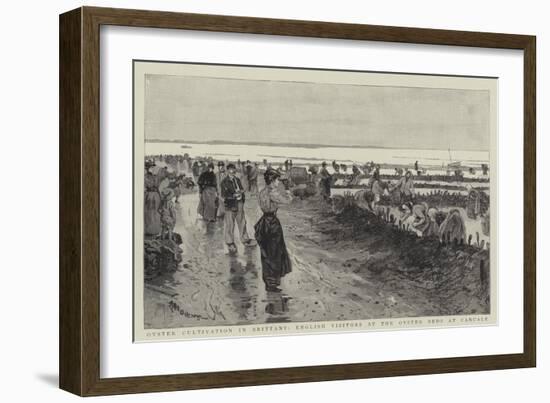 Oyster Cultivation in Brittany, English Visitors at the Oyster Beds at Cancale-null-Framed Giclee Print