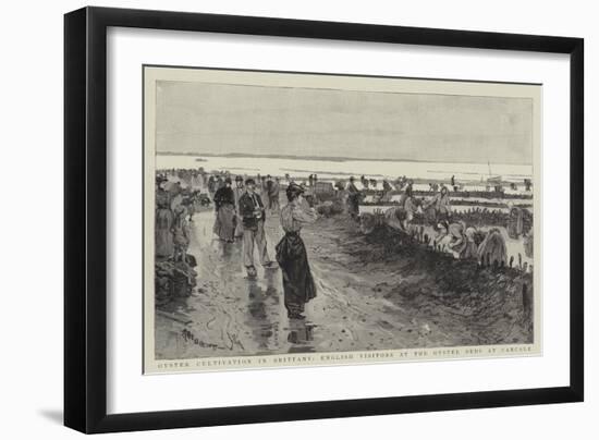 Oyster Cultivation in Brittany, English Visitors at the Oyster Beds at Cancale--Framed Giclee Print
