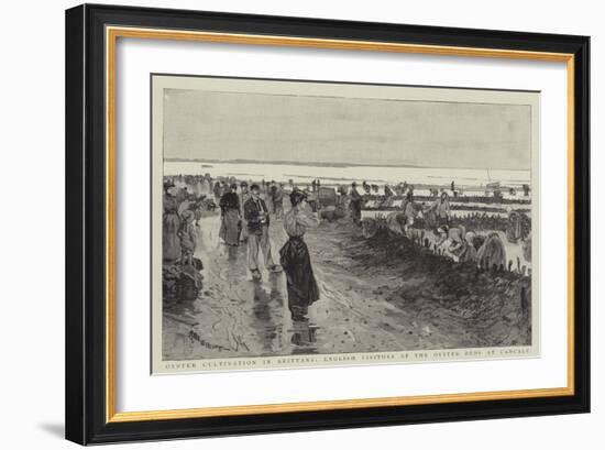 Oyster Cultivation in Brittany, English Visitors at the Oyster Beds at Cancale-null-Framed Giclee Print