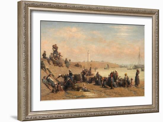 Oyster Fishers - Cleaning the Oysters after the Catch-Jacques Eugene Feyen-Framed Giclee Print