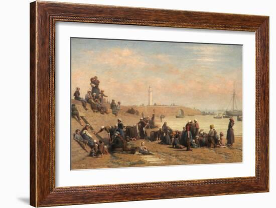 Oyster Fishers - Cleaning the Oysters after the Catch-Jacques Eugene Feyen-Framed Giclee Print