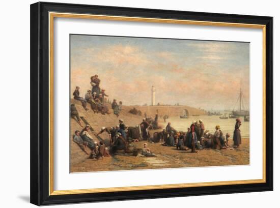 Oyster Fishers - Cleaning the Oysters after the Catch-Jacques Eugene Feyen-Framed Giclee Print