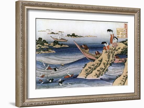 Oyster Fishing, C1785-1849-Katsushika Hokusai-Framed Giclee Print