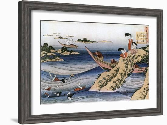 Oyster Fishing, C1785-1849-Katsushika Hokusai-Framed Giclee Print