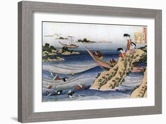 Oyster Fishing, C1785-1849-Katsushika Hokusai-Framed Giclee Print