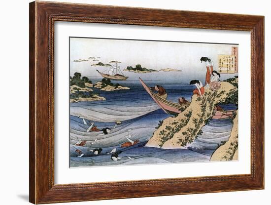 Oyster Fishing, C1785-1849-Katsushika Hokusai-Framed Giclee Print