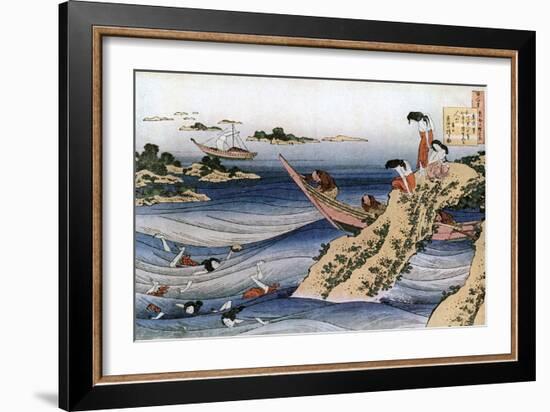 Oyster Fishing, C1785-1849-Katsushika Hokusai-Framed Giclee Print