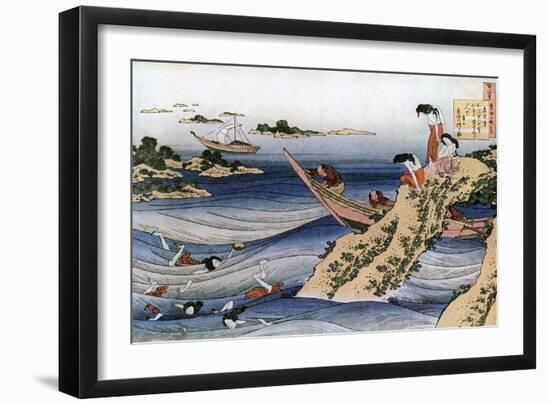 Oyster Fishing, C1785-1849-Katsushika Hokusai-Framed Giclee Print