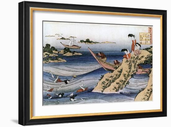 Oyster Fishing, C1785-1849-Katsushika Hokusai-Framed Giclee Print