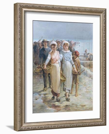 Oyster Girls at Cancale-Francois Nicolas Augustin Feyen-Perrin-Framed Giclee Print