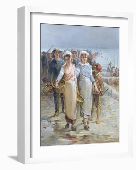 Oyster Girls at Cancale-Francois Nicolas Augustin Feyen-Perrin-Framed Giclee Print