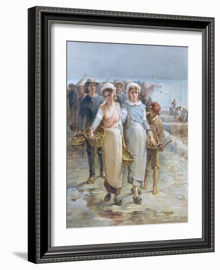 Oyster Girls at Cancale-Francois Nicolas Augustin Feyen-Perrin-Framed Giclee Print