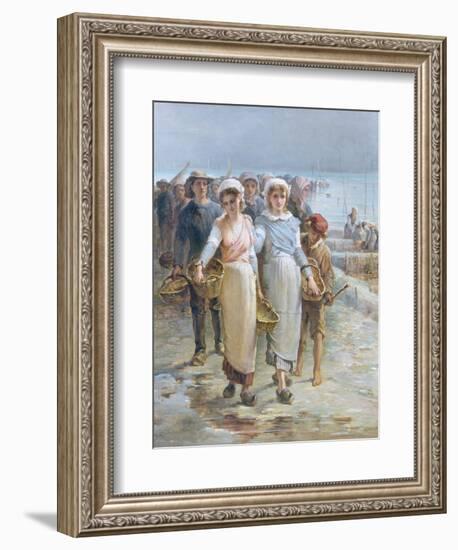 Oyster Girls at Cancale-Francois Nicolas Augustin Feyen-Perrin-Framed Giclee Print