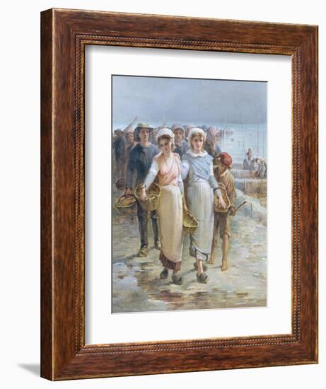 Oyster Girls at Cancale-Francois Nicolas Augustin Feyen-Perrin-Framed Giclee Print