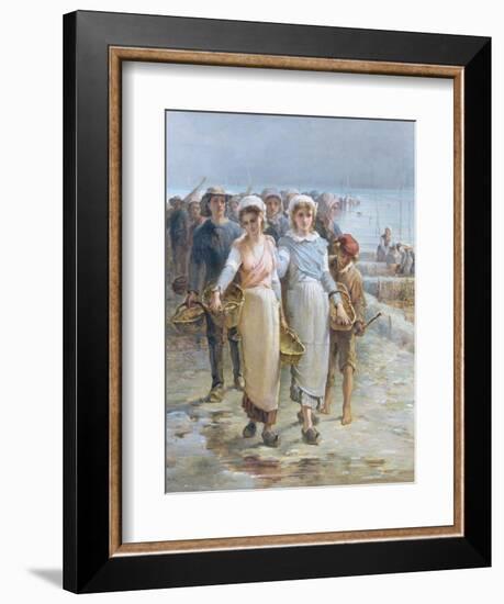 Oyster Girls at Cancale-Francois Nicolas Augustin Feyen-Perrin-Framed Giclee Print