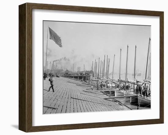 Oyster Luggers at the Levee, New Orleans-null-Framed Photo
