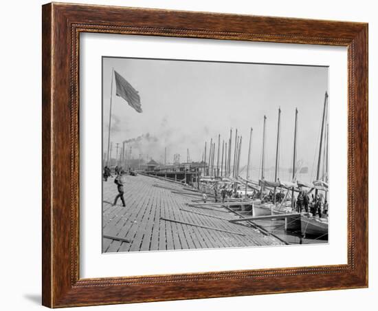 Oyster Luggers at the Levee, New Orleans-null-Framed Photo