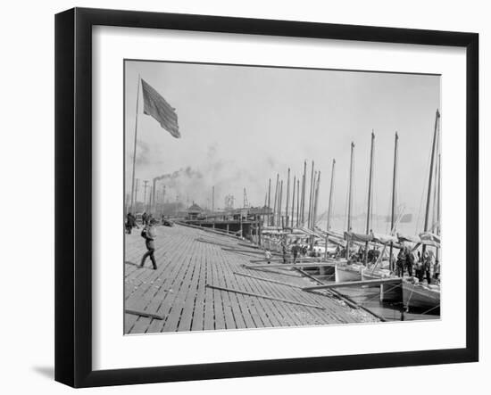 Oyster Luggers at the Levee, New Orleans-null-Framed Photo