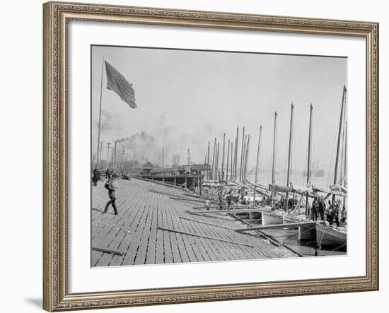 Oyster Luggers at the Levee, New Orleans-null-Framed Photo