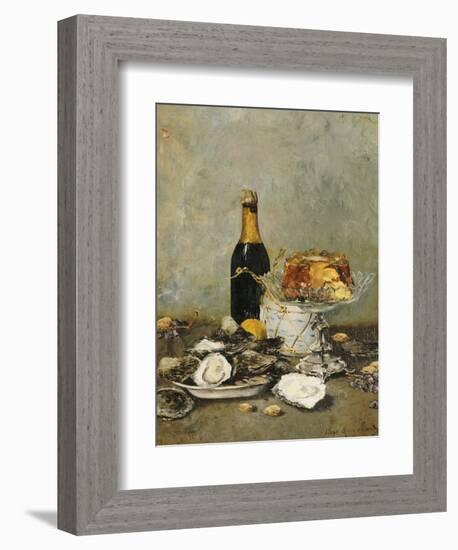 Oysters, Cake and a Bottle of Champagne, 1891-Victor Morenhout-Framed Giclee Print