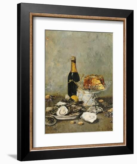 Oysters, Cake and a Bottle of Champagne, 1891-Victor Morenhout-Framed Giclee Print