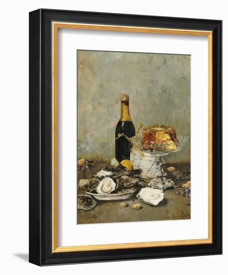 Oysters, Cake and a Bottle of Champagne, 1891-Victor Morenhout-Framed Giclee Print