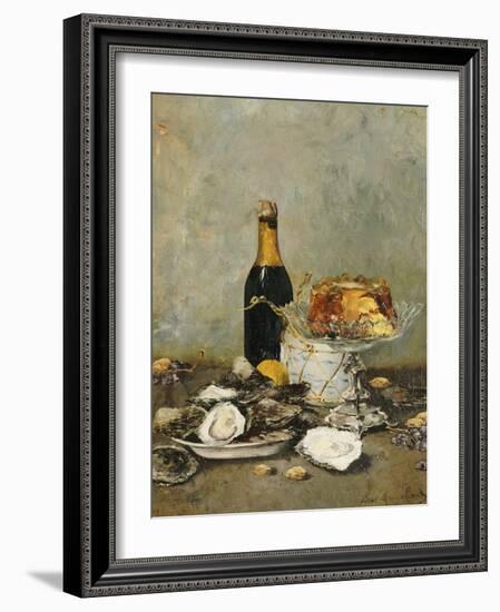 Oysters, Cake and a Bottle of Champagne, 1891-Victor Morenhout-Framed Giclee Print