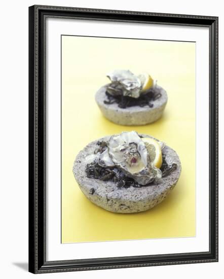 Oysters with Seaweed in Stone Bowl-Alexander Van Berge-Framed Photographic Print